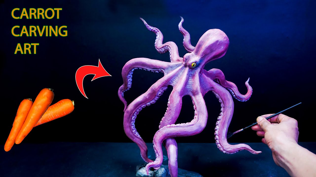 How To Carve an Octopus with Carrot | Vegetable Carving Art