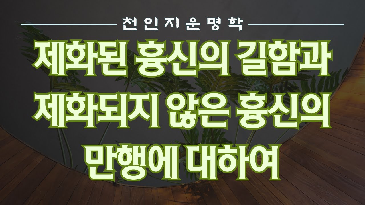 제화된 흉신의 길함과 제화되지 않은 흉신의 만행에 대하여