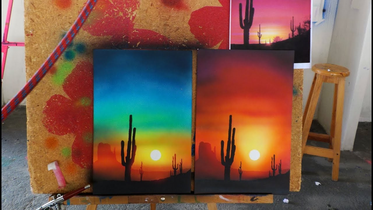 Pintando un paisaje a contraluz con aerógrafo