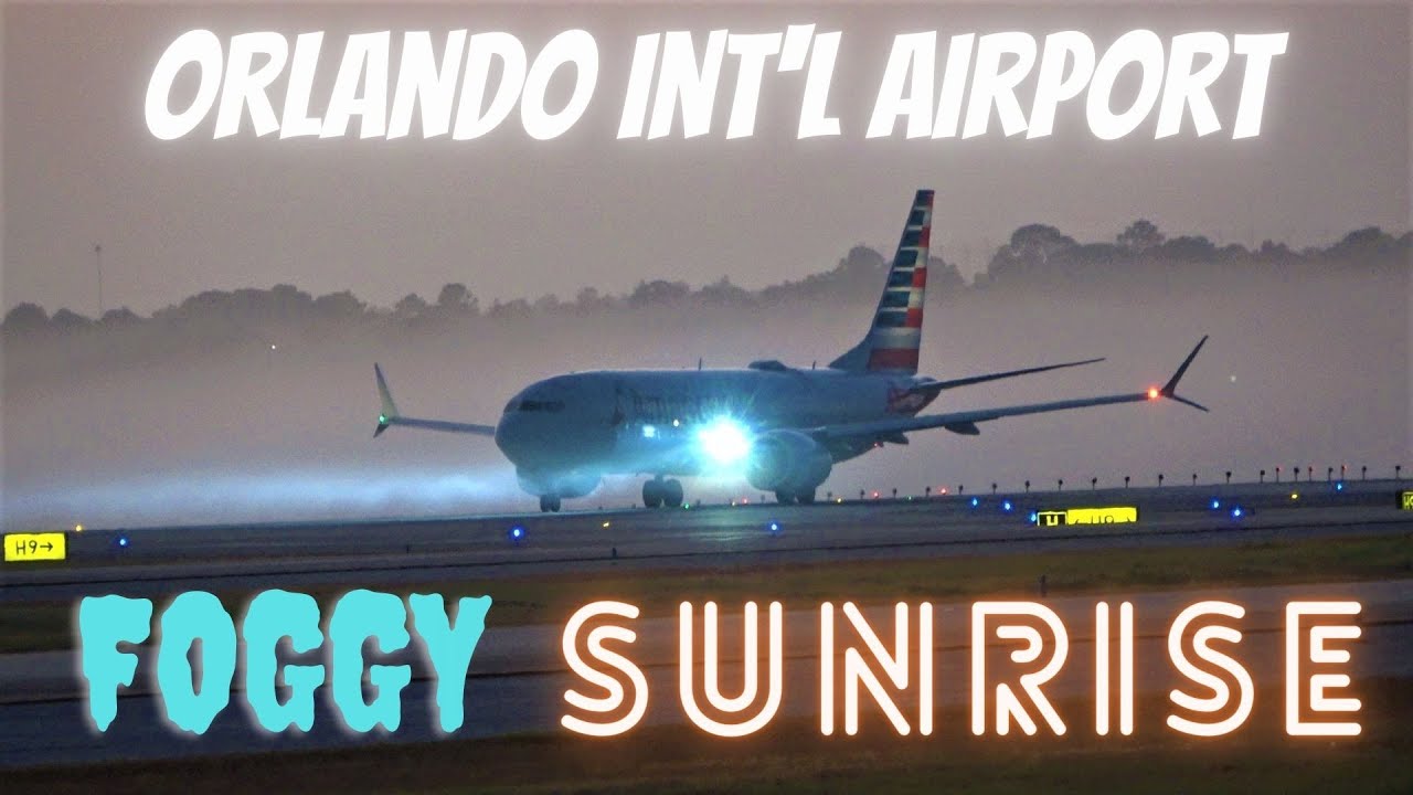 [4K] PLANE SPOTTING FOGGY SUNRISE AIRCRAFT IDENTIFICATION ORLANDO INTERNATIONAL AIRPORT MCO 12/10/21