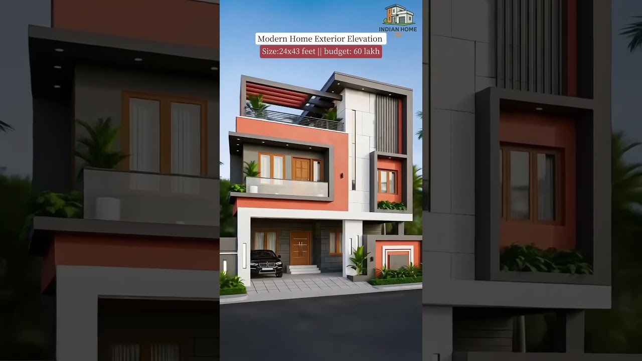 Small Plot, Big Style! | 24x43 ft Modern House in 60 Lakh #home #exteriordesign