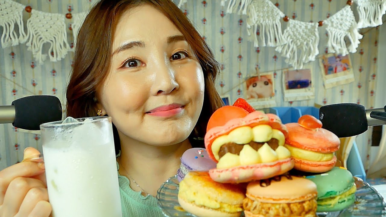 내가 좋아하는 마카롱 먹으면서 수다 ASMR｜꿀 조합 얼음 우유