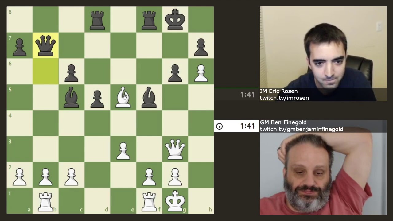 GM Ben Finegold vs IM Eric Rosen Blitz Chess