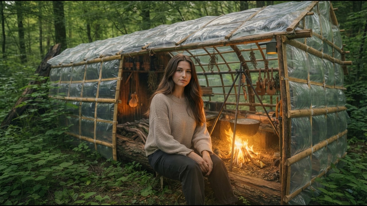 Luxury Forest Camping in a Wooden Cabin Tent