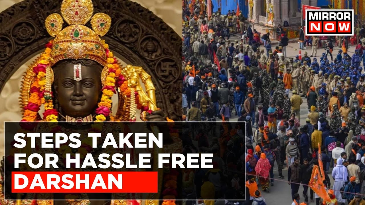 Crowd Control Measures In Place As Massive Crowd Of Devotees Throng Ram Mandir In Ayodhya | Top News