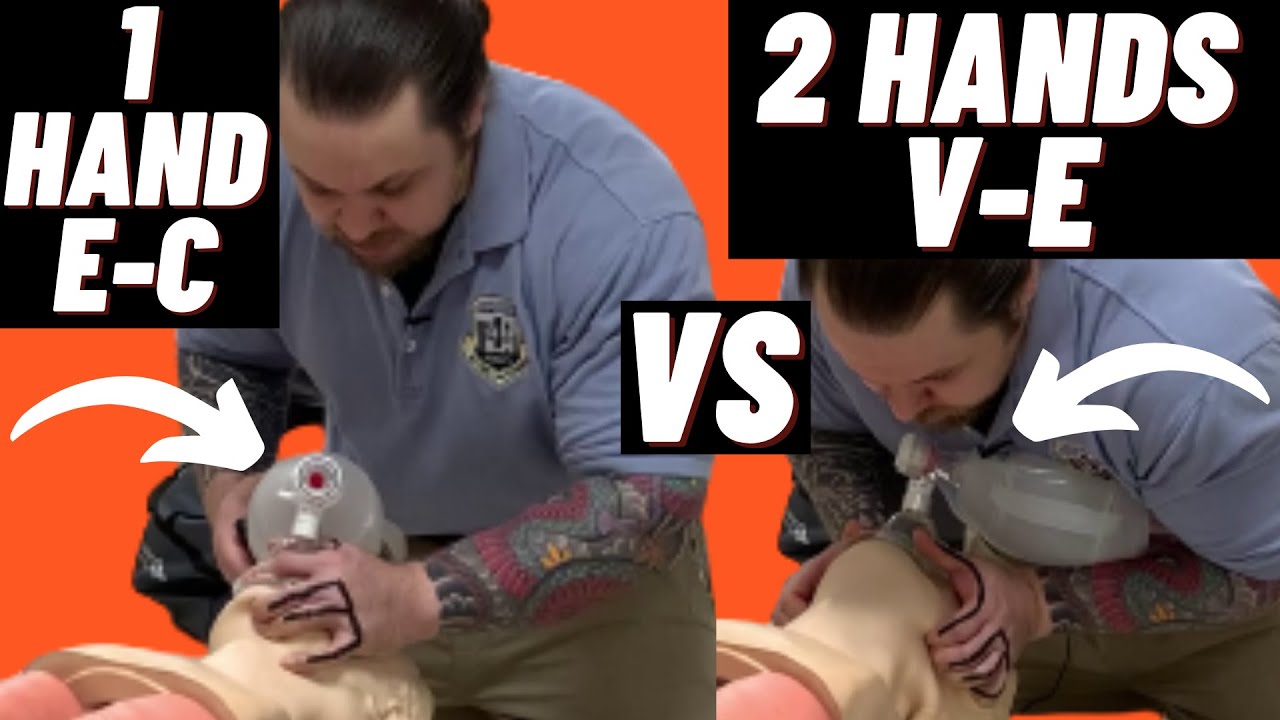 Which technique is better 1 Hand E-C or 2 Hands V-E Technique for Bag Valve Mask BVM Ventilation?