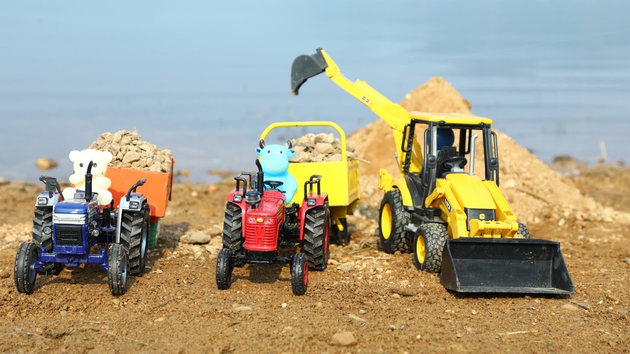 Jcb fully Loading Sand Tata Truck | Mahindra Tractor Trolley Accident Pit Pulling Out Jcb | CS Toy