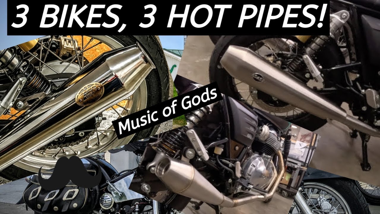 Zard's, S&S, TEC pipe on 3 RE 650's...Crazy Loud Noise! WAHOO! Free Shirt Giveaway too!