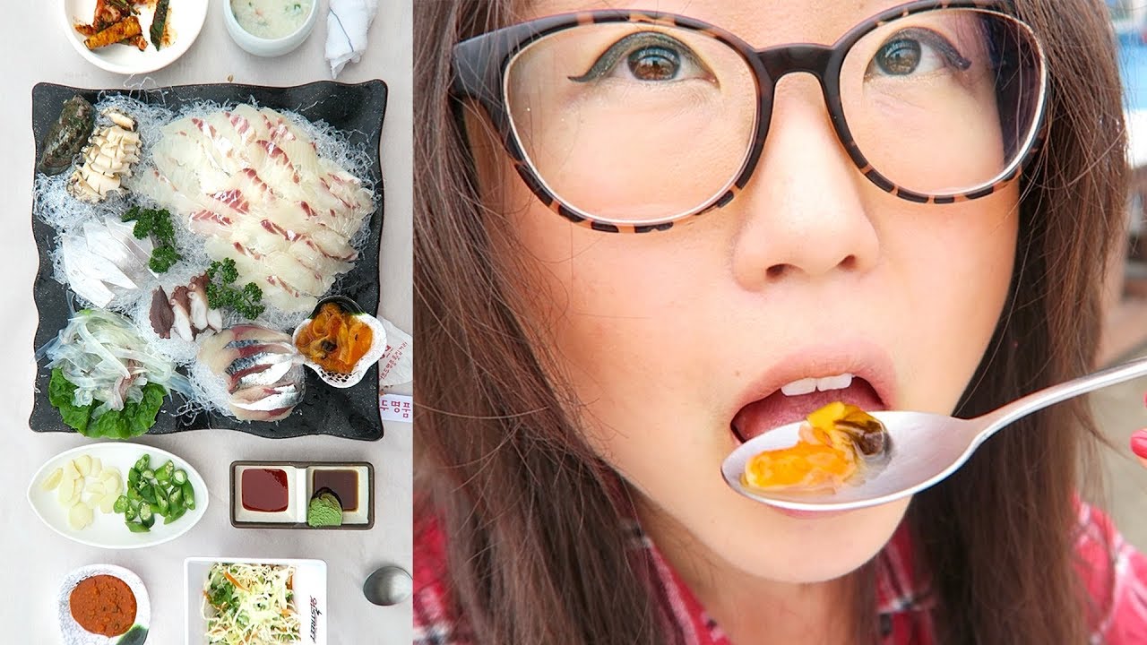 Улица корейских морепродуктов на острове Чеджудо, Южная Корея