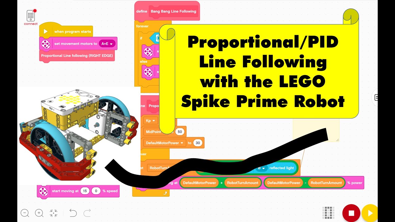 LEGO Spike Prime PID (proportional) Color Sensor Line Following