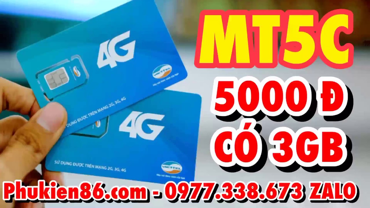 B&igrave;nh Dương - B&aacute;n sim 4G Viettel g&oacute;i MT5C - Đăng k&yacute; 5000₫ / lần c&oacute; ngay 3GB d&ugrave;ng đến 24h của ng&agrave;y