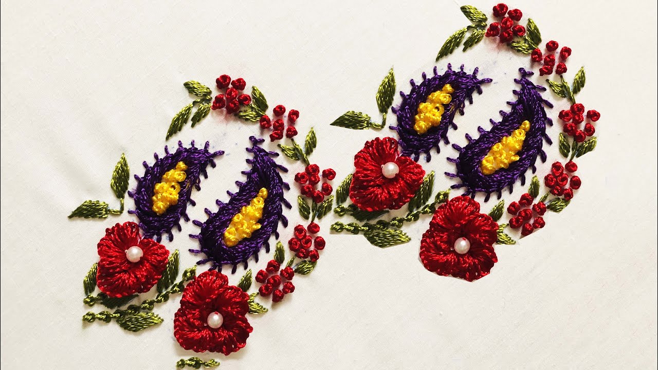 Hand Embroidery:  Paisley Embroidery - Motif Embroidery - Brazilian Embroidery Stitches