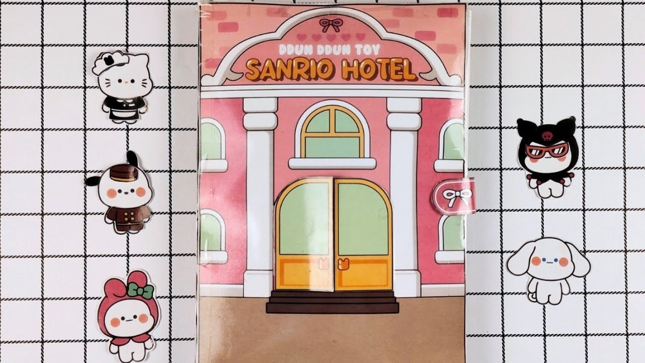 [paperdiy] How to Make Sanrio Hotel Squishy Book | DIY Sanrio Hotel | Paper Play ASMR