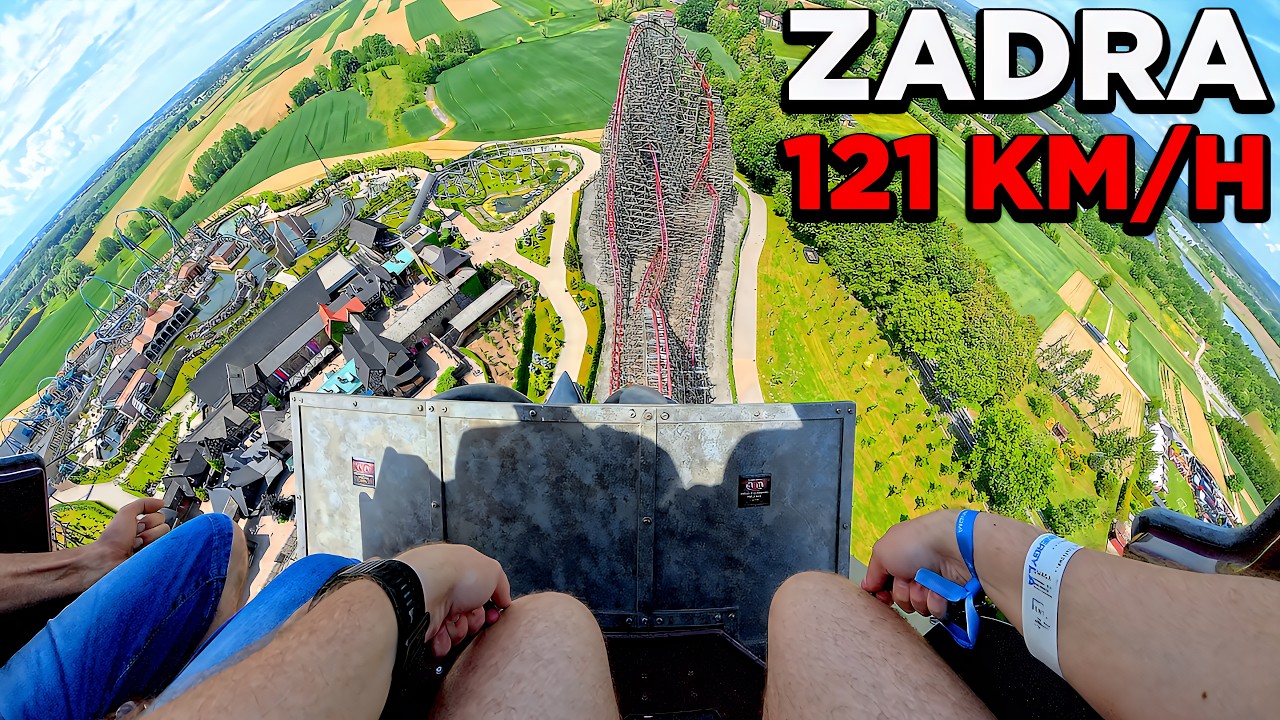 ZADRA The Biggest Wooden Roller Coaster in the World Energylandia Zator Poland 4K Front Seat POV