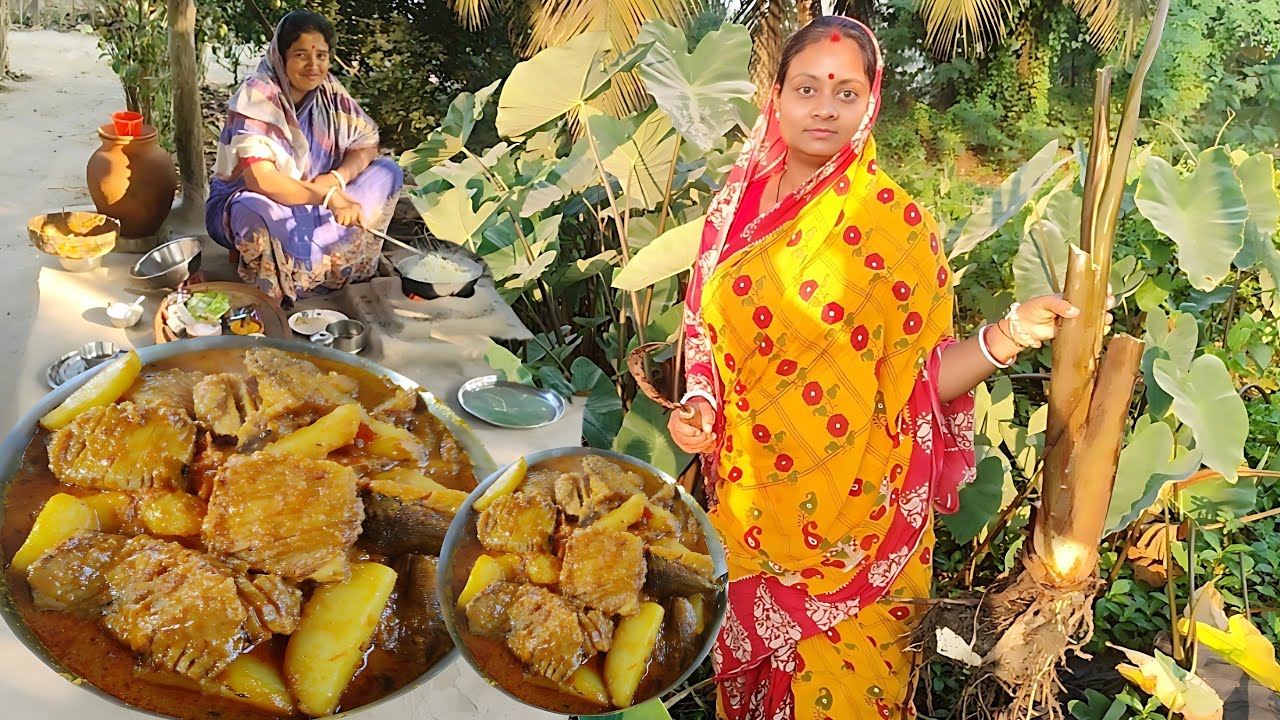 মায়ের হাতে ইস্কনের শোলা কচুর মহামন্ত্রী রেসিপি সাথে ছোলা দিয়ে বাঁধাকপি। Kochu Mohamontri Recipe