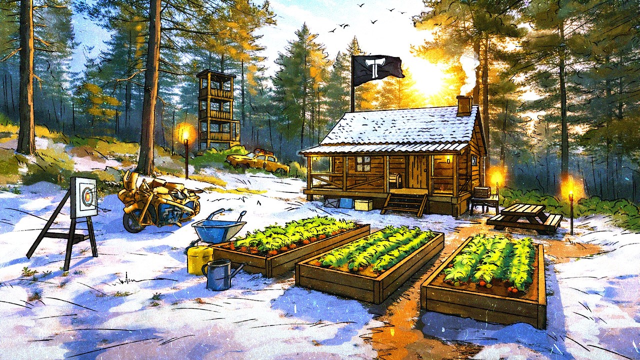 Solo Surviving in an Arctic Winter Cabin in SCUM...