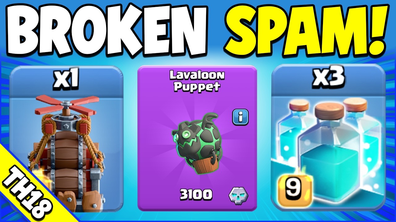 Get 3 Stars FAST (Under 90s) with BROKEN Sky Wagon Clone! Best TH18 Attack Strategy (Clash of Clans)