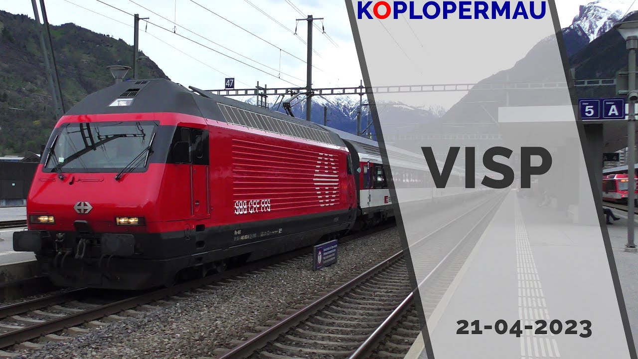 Treinen op station Visp, Zwitserland - 21-04-2023 - Interrail 2023