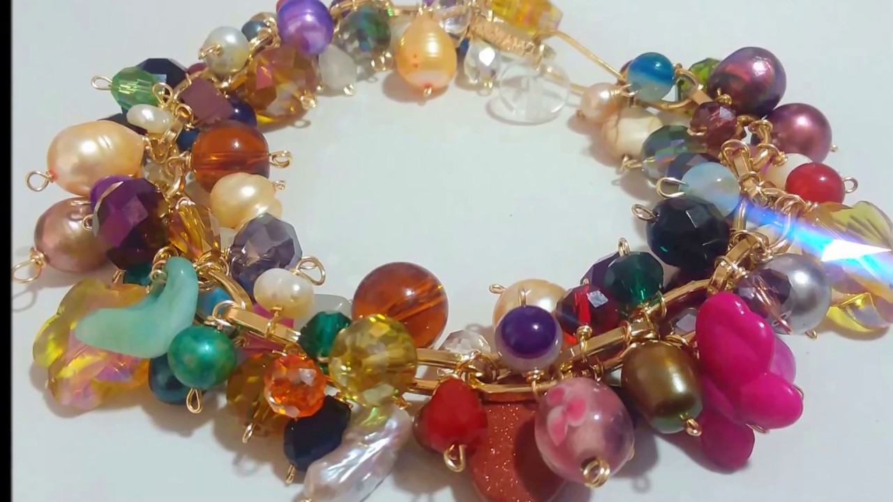 Como hacer pulsera con detalles de piedras, perlas, cristales
