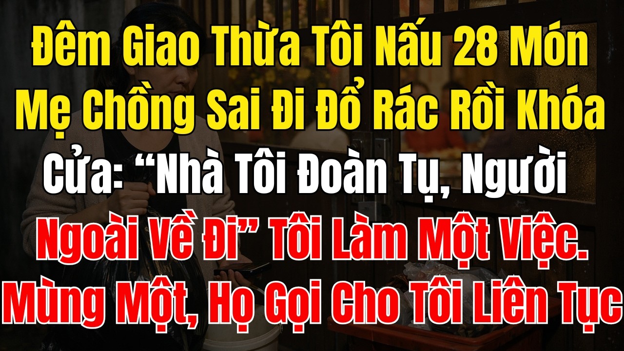Đêm Giao Thừa Tôi Nấu 28 Món, Mẹ Chồng Sai Đi Đổ Rác Rồi Khóa Cửa “Nhà Tôi Đoàn Tụ, Người Ngoài Về Đ