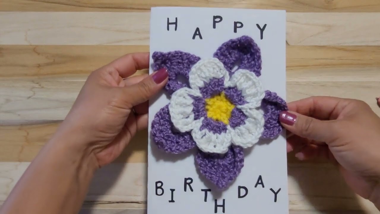 How to crochet a flower?/ Crochet birthday card/ columbine flower crochet