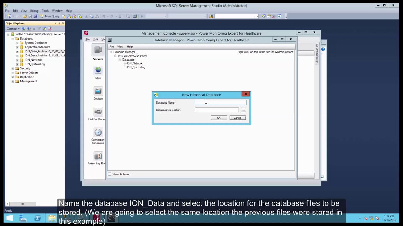 Creating a New ION_Data Database in Power Monitoring Expert (PME) | Schneider Electric Support
