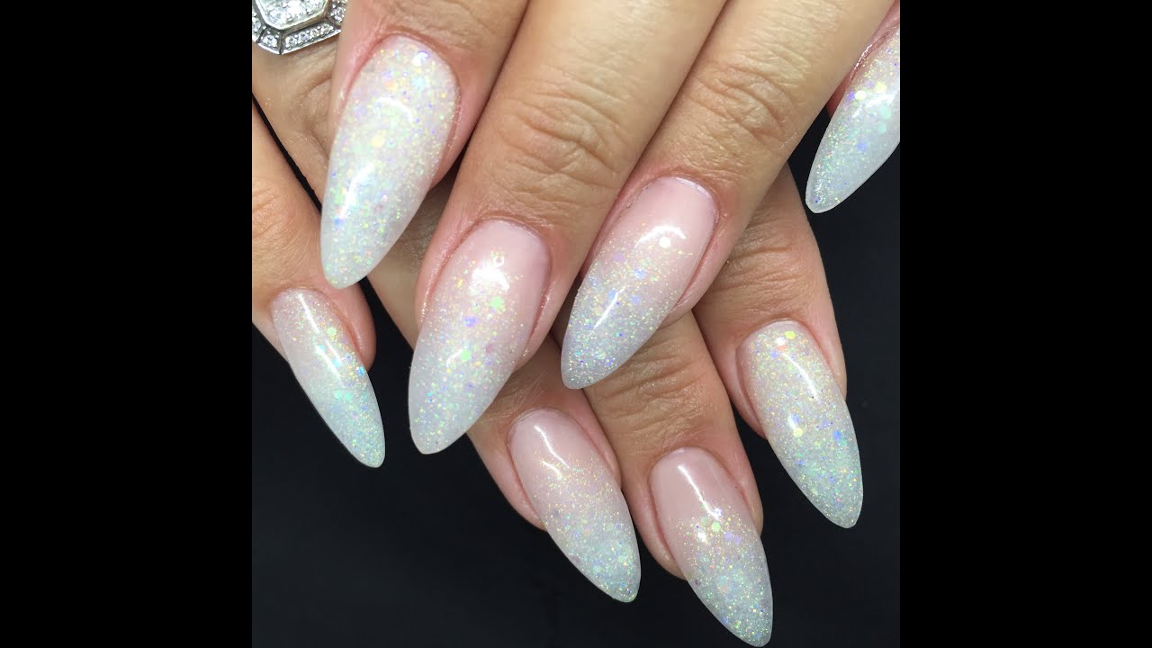 'Ice Queen' Acrylic Nail Tutorial | Glitter Baby Boomer Iridescent Glitter Mix
