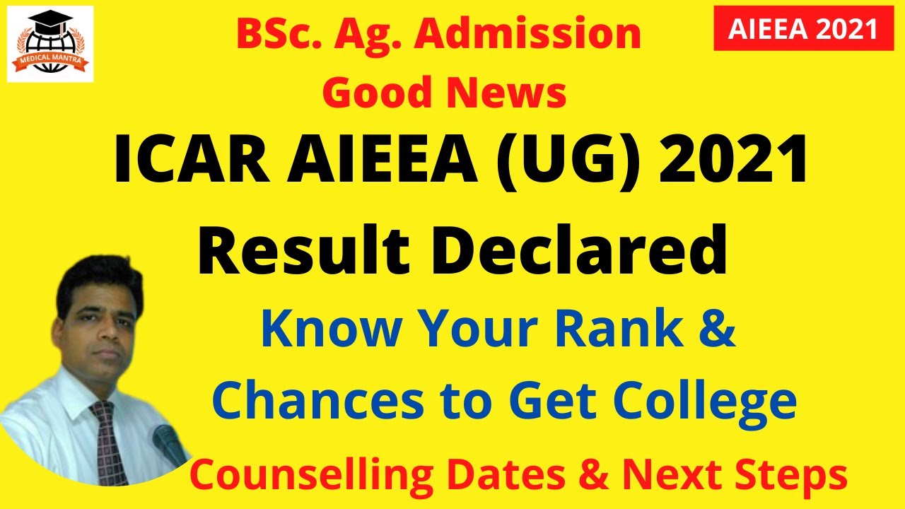 ICAR AIEEA (AG) Result 2021 Declared for UG, PG & PhD, Know Your Rank, Counselling Dates & Next Step