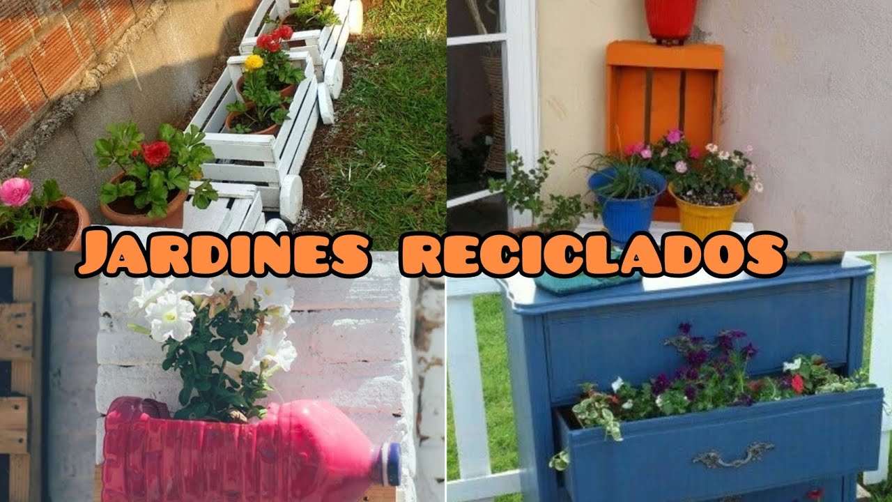 jardines con materiales  reciclado #jardines #reciclaje #naturaleza