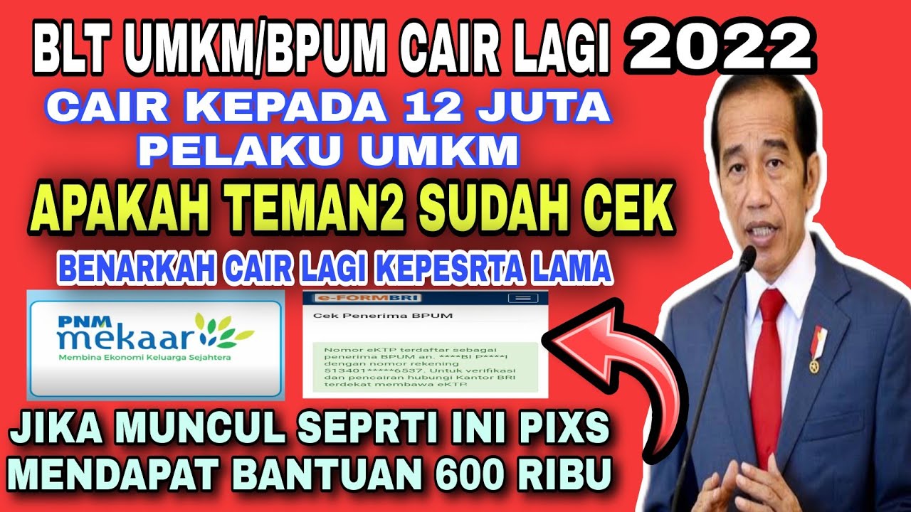 Umkm/Bpum 2022 Cair Lagi 600 Ribu