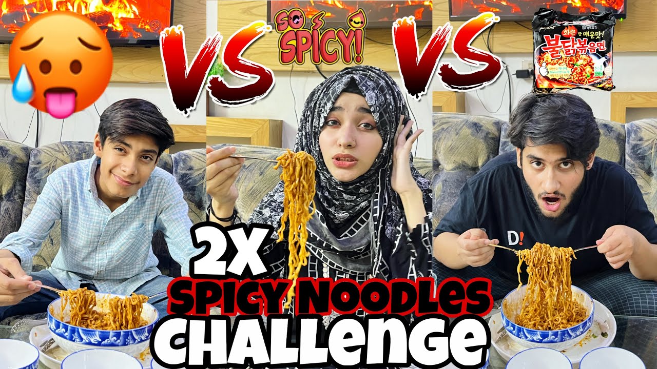 2x Spicy 🌶️ Noodles Challenge And Get 6000 Thousand | Laiba Fatima Vs Ahmad Vs Saad.