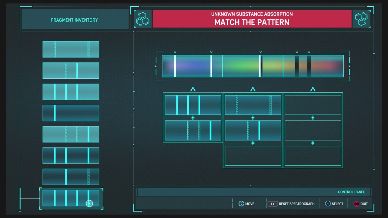 Marvel's Spider Man PS4 Spectrograph Material Candidate Test R80