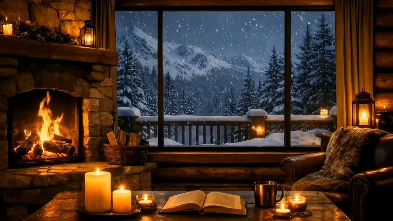 Cozy Fireplace & Smooth Jazz Music 🎷 Relaxing Winter Ambience for Reading and Chill