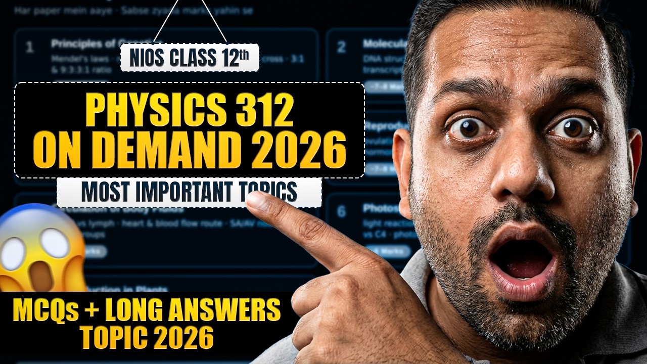 NIOS Class 12 Physics Most Important Questions 2026 | NIOS Physics 312 On Demand Important Topics