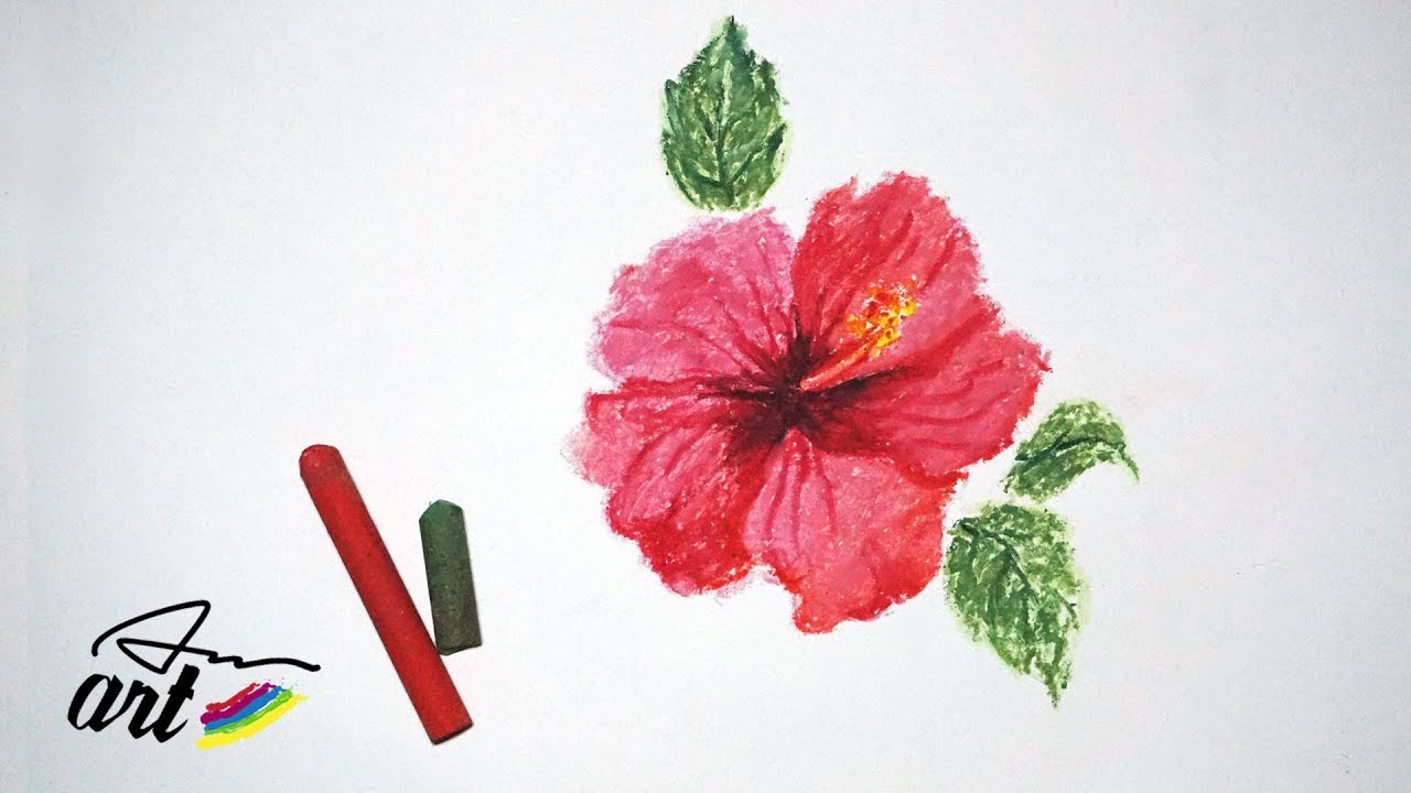 How To Draw a Hibiscus Flower with Oil Pastels