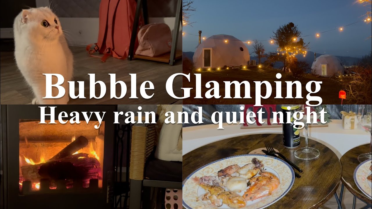 Our Bubble Glamping experience 🌲⛺ Rainy night | Barbecue in the forest |   Silent vlog + Soft Music
