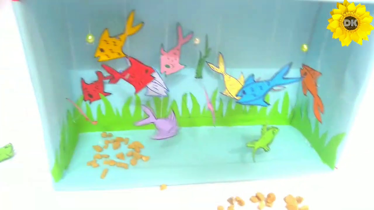 How To Make Fish Aquarium || Paper aquarium craft || Using Box