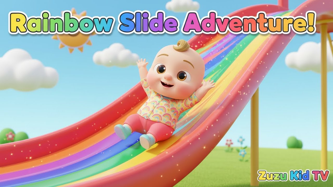 Rainbow Slide Adventure with Zuzu – Nursery Rhyme, Colors, Movement, and Playground Fun