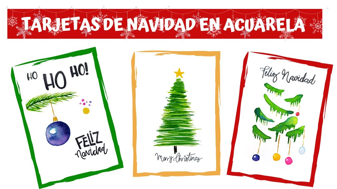 🎄 3 TARJETAS DE NAVIDAD EN ACUARELA🎄 *Súper fáciles* Regalos rápidos de navidad /Christmas Card.