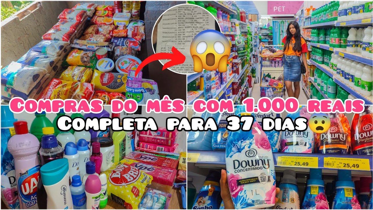 COMPRAS DO MÊS DE JANEIRO COM 1.000 REAIS🤑 | COMPRAS DO MÊS COMPLETA NO SUPERMERCADO + VALOR TOTAL