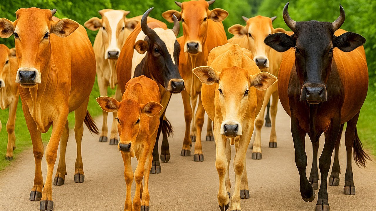 Video of Thousands of Tame Cows Roaming the Streets - Funny Cows, Cows, Dancing Cows, Cow Sounds. 1