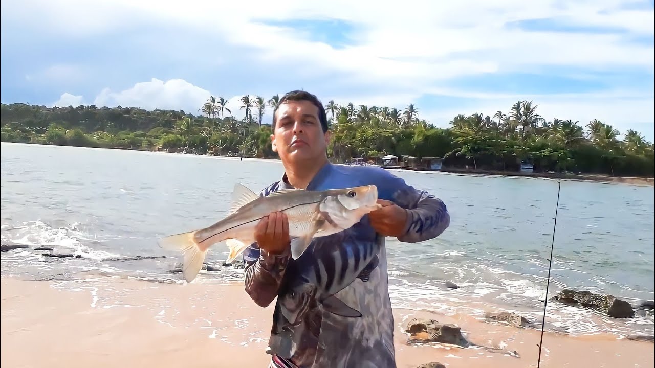 PESCARIA DE ROBALO NA PRAIA CARAÍVA BAHIA