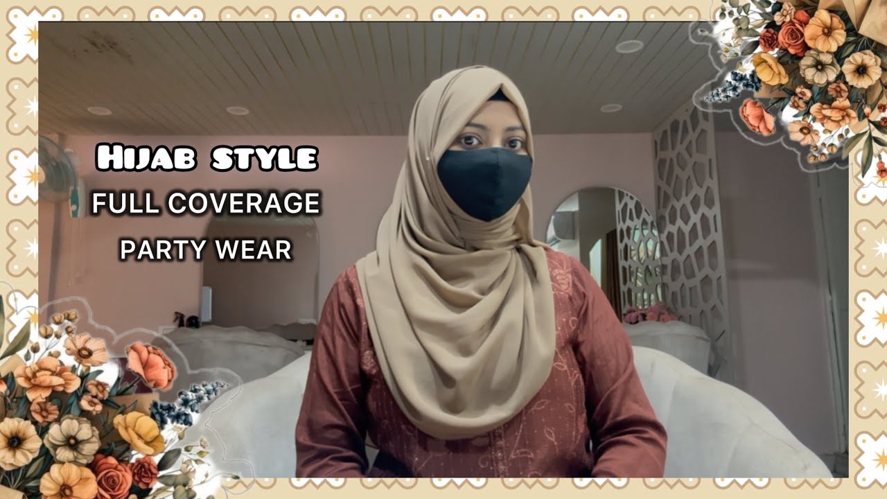 Party Wear Hijab Style with Suit | Elegant Hijab Tutorial for Wedding & Festive Look | Full coverage