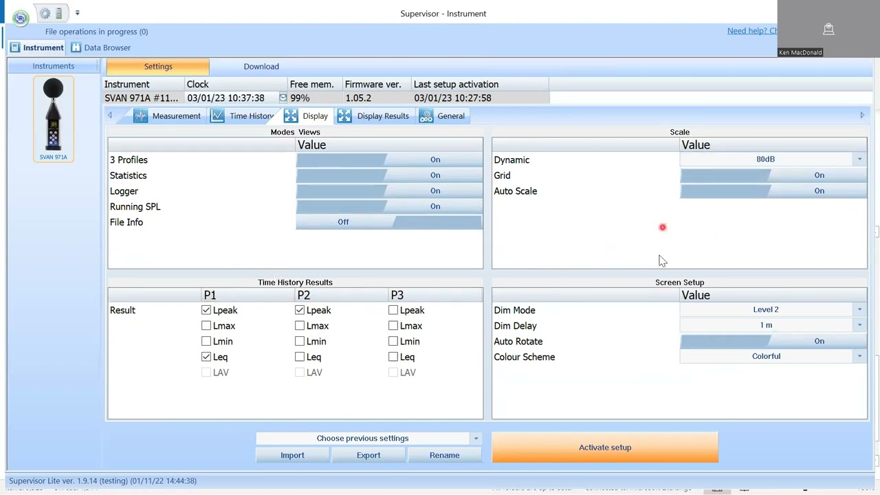 Svantek SV971A (and SV973A) settings in Svantek Supervisor software
