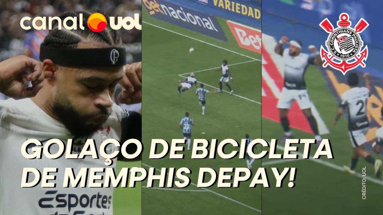 MEMPHIS DEPAY FAZ GOLA&Ccedil;O DE BICICLETA EM GR&Ecirc;MIO X CORINTHIANS E COMEMORA: VEJA GOL DO BRASILEIR&Atilde;O