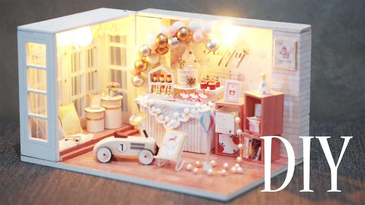 DIY Miniature Dollhouse Kit || Camp Party - Birthday Party - Relaxing Satisfying Video
