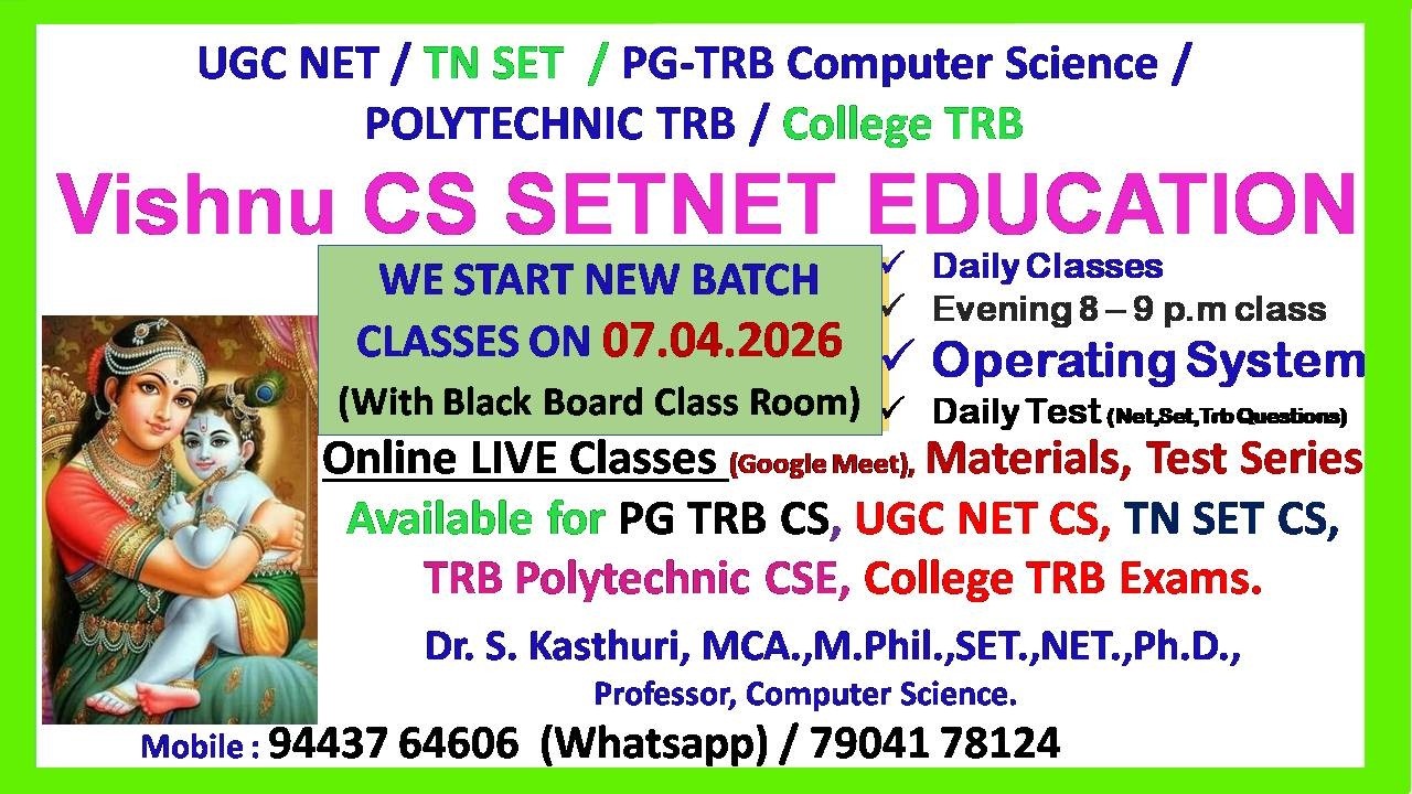 Computer Science | TN SET 2026 | UGC NET 2026 | PG TRB CS | Operating System Unit | in Tamil | CS