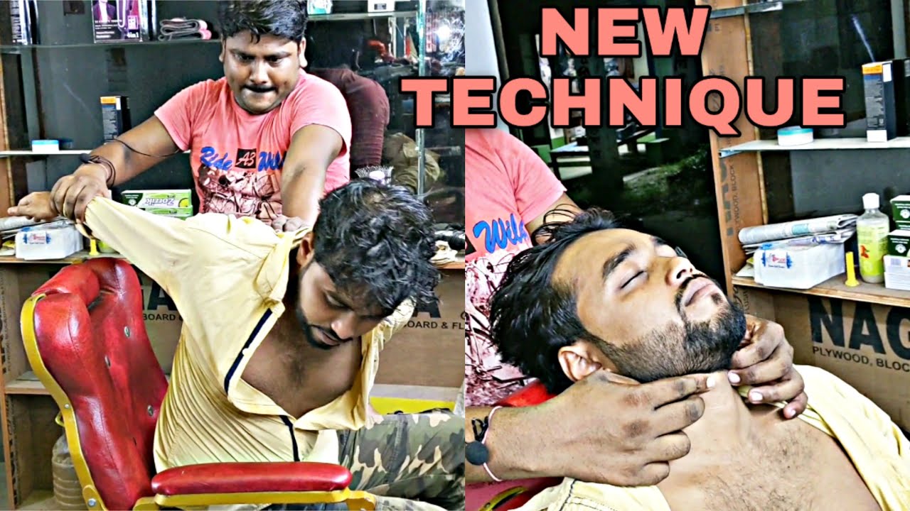 Deep tissue Head & Body massage therapy by Indian barber Dipankar | Neck Cracking | ASMR