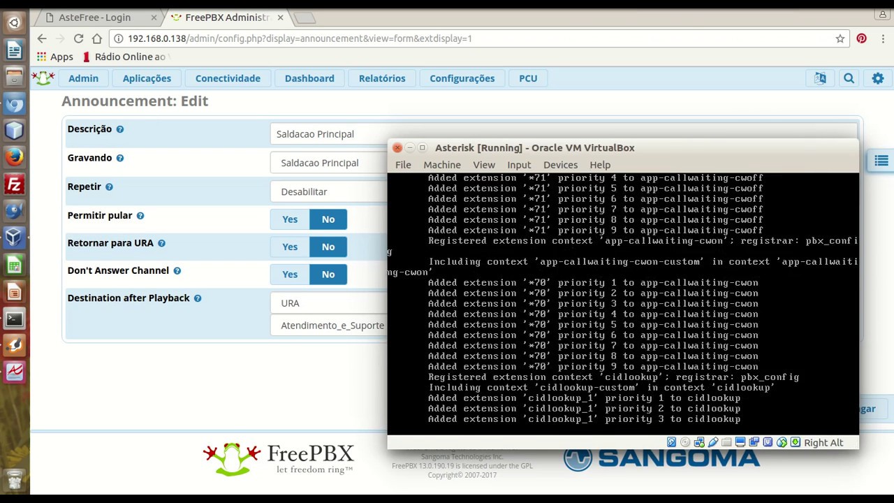 Criando URA IVR no Asterisk com Interface FreePBX