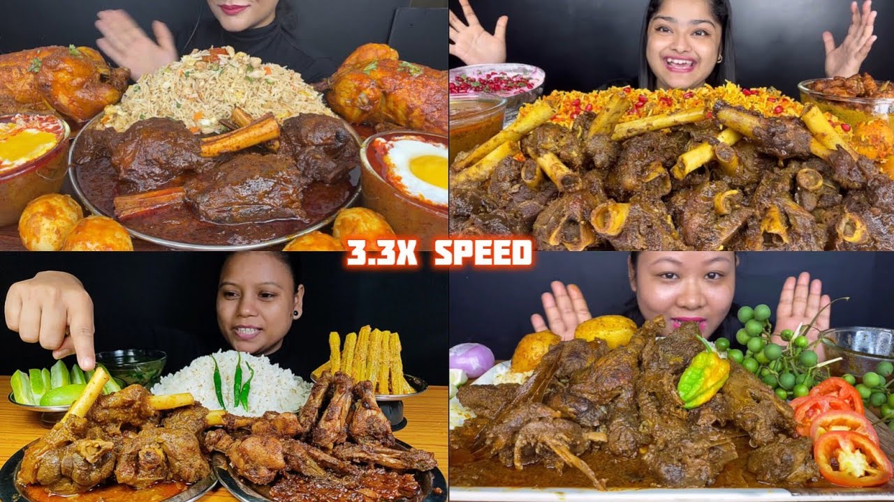 ASMR: Eating Mutton Kala Buna Eating Challenge 😍😋 with biryani fried rice and rice mukbang